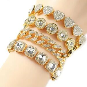 4 piece gold bracelet set 7inches